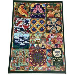 Cobble Hill “Twelve Days Of Christmas Quilt” 1000 Piece Jigsaw Puzzle Random Cut